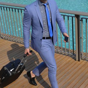 Business Suits Whole Sale Blue Men Handsome Groom Wear Custom Made Formal Wedding Tuxedos Best Man Suit