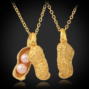 Wholesale 18k gold jewellery for sale - Group buy Lovely Peanut Charms Pendant Choker Necklace Chain K Real Gold Plated Fashion Jewelry Cute Jewellery Gift YP1197
