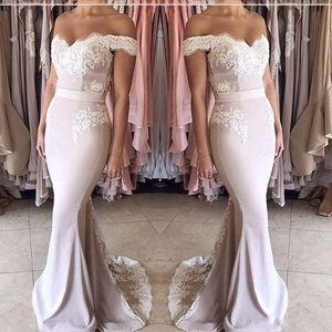 Arabic Bridesmaid Dresses Vintage Off The Shoulder Satin Sashes Lace Appliques Mermaid Plus Size Maid Of Honor Gowns Wedding Guest Dress