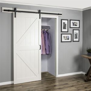 USA Warehouse J Shape 6ft/6.6ft/8ft/10ft Singel Double Black Antique Style Steel Sliding Barn Door Hardware Kit Wood Closet Door