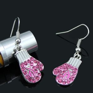 novidades jóias de conscientização do câncer de mama brincos de caixa de combate de fita rosa de câncer de mama luvas brincos