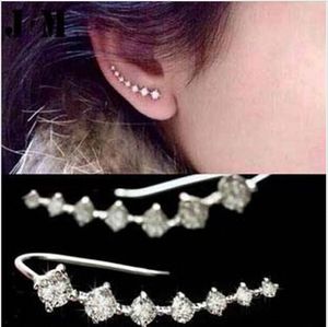 Free Ship HOT Punk Rock Rhinestone ear cuff wrap earring Silver piercing ear cartilage