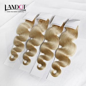 Avrasya Vücut Dalga Bakire Saç Sınıf 8A Renk # 613 Bleach Blonde İnsan Saç Örgüleri Demetleri Remy Uzantıları 3/4 Adet Lot 12-30 Inç Çift Atkı