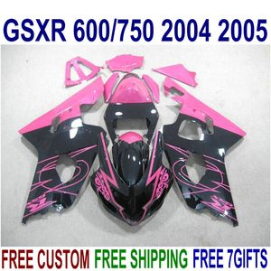 鈴木GSXR600 GSXR750 2004 2005 K4 GSX-R600 / 750 04 05ブラックレッドハイグレードフェアリングSET R45J