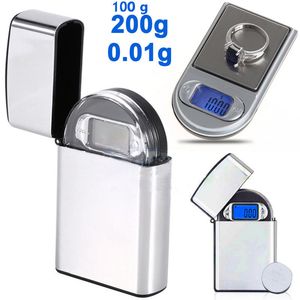 Mini LCD Digital Bolso Isqueiro Escala de Escala de Jóias Diamante Diamante Eletrônico Gram Scale com Backlight 100g / 0.01 200g / 0.01 em estoque 20 Peça