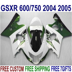SUZUKI GSXR600 GSXR750 04 05 K4 için Fairings karoser seti GSX-R 600/750 2004 2005 yeşil beyaz özel kaporta kiti QE96