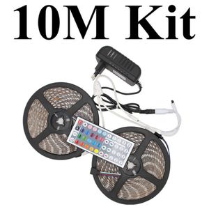 Led Strip Light 5m/kilts 10m/kits Flexible SMD 5050 RGB 12V 150Leds Waterproof 30Leds/M with Controller and 3A Adapter