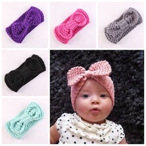 Boutique Weihnachten Neugeborenes stricken elastisch-Kopf-Verpackungs Strickwolle Bogen Haarband Baby getauft Stirnband Turban Twist verknotet Headwrap FD6579