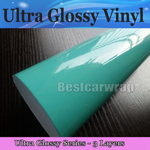 Premium Ultra Shiny Glossy Tiffany Color Vinyl Wrap 3 Layers High Gloss Tiffany Car Wrap Film med luftfri storlek: 1,52*20m/roll