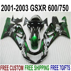 Dostosuj części motocyklowe SUZUKI GSXR600 GSXR750 K1 Green Black Corona Corling Kit GSXR Owalnia RA88