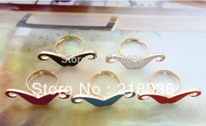 100PCS Fashion Mixed Colours Optional Enamel Mustache Finger Rings For Women Dress Brand Wedding Rings DIY Making Jewelry Bijoux M2347