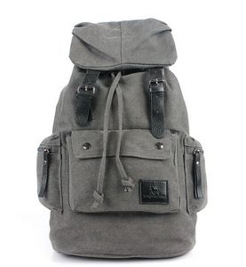 Wholesale backpack canvas military travel hiking resale online - High Quality Vintage Men s Canvas Leather Hiking Travel Military Backpack Satchel School bag Luggage bags for business Travel Tour Trip