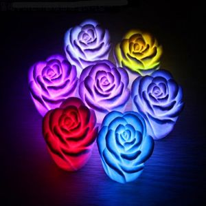 New Romantic Changing LED Floating Rose Flower Candle Night Light Wedding Decoration 600PCS/LOT