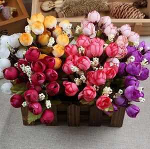 Christmas Supply 15 Mini Rose Artificial Flowers 7 Colors Selection Rosebuds Star Party Decoration Wreaths Silk Bud Factory Direct ER01