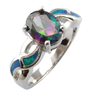 Fashion Opal Ring Mystic Rainbow Stone Ring