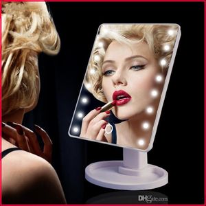 360-Grad-Rotation LED-Touchscreen-Make-up-Spiegel, faltbar, tragbar, kompakt, mit 16/22 LED-Leuchten, Make-up-Werkzeug, kostenloser Versand