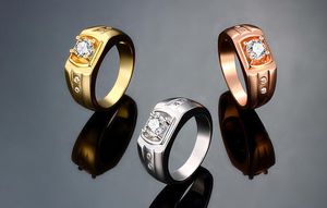 2015 The new Noble K gold zircon fashion personality men Ring Gold/rose gold/perkin Size US8 US9 US10 10pcs/lot