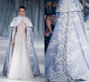 Paolo Sebastian Giacca da sposa Avvolgente per la sposa Collo alto Mantello da sposa Ricamo Mantello in raso Giacca da sposa Bolero Coprispalle Dubai Abaya