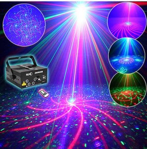 Z80RGR Ny fjärrkontroll 5-linser 80 mönster RGRB 4 LASER Blue LED Mix effekter Stage Lighting DJ Barer Hem Party Show Lights Xmas AC110V-220V