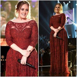 Red Plus Size Formalne Suknie Pół Rękawy Koronki Aplikacje Koraliki Prom Sukienka Scoop Neck Sweep Pociąg Wiosna Luksusowe Kryształowe Wieczorowe Party Suknie