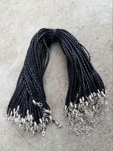 18 '' 20 '' 22 '' 24 '' 4mm Preto PU de couro Braid Colar dos cabos com fecho da lagosta Para DIY Artesanato Jóias