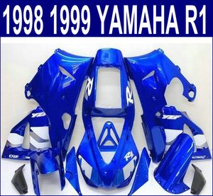 射出成形用射出成形送料無料ボディワークセットヤマハYZF R1フェアリング1998 1999 98 99 YZF-R1ブルーブラックオートバイフェアリングキットYP66