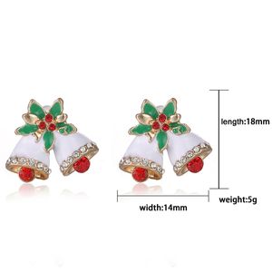 Sinos de natal Brincos Stud Moda Exquisite Diamante Rhinestone Stud Brincos 18mm Presente de Natal 30 pares frete grátis