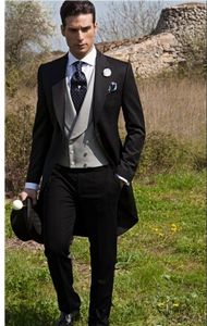 Niestandardowe Slim Fit Morning Style Tuxedos Peak Lapel's Suit Groomsman Man Man Wedding Cunits Spodnie TI1883