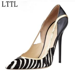 Sexy Women White Black Leather Gold Trim High Heels Classic Mixed Colors Women Pumps Fashion Pointed Toe High Heels Shoes