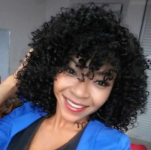 16 inch long Kinky Curly Wigs Afro Lace Short Wigs for Black Women High Temperature Fiber Synthetic Hair bea110