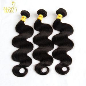 Malaysiska Virgin Hair Weave Bundlar Obehandlat Malaysisk Body Wave Hair Weft 3/4 st Lot Billiga Remy Human Hair Extensions Natural Black 1B