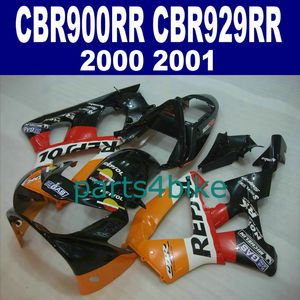 Cheap body fairings for HONDA CBR929RR fairing kit CBR 929 2000 2001 red black REPSOL bodykits CBR 900 RR 00 01 CBR900RR HB79