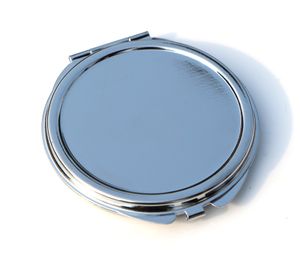 ingrosso Compatto Specchi Regali-Nuovo argento rotondo metallo tascabile tascabile sottile specchio compatto day regalo di compleanno di nozze M0832