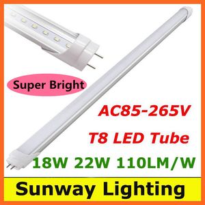 tubo T8 4 pés 18W 22W 1.200 milímetros tubo de LED Luzes LED de alta Brilhante tubo iluminação lâmpadas 110lm / w garantia de três anos AC 85-265V frete grátis