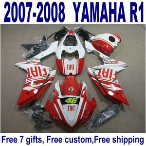 HOT ABS fairing kit for YAMAHA YZF R1 2007 2008 red white black high quality fairings set YZF-R1 07 08 YQ41