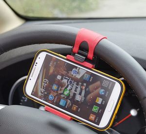 Bezpłatne DHL Universal Car Kierownica Cradle Uchwyt na telefon komórkowy Uchwyt do montażu rowerów samochodowych Stojak Elastyczny uchwyt na telefon rozciąga się na 86 mm dla IPHON6 Plus