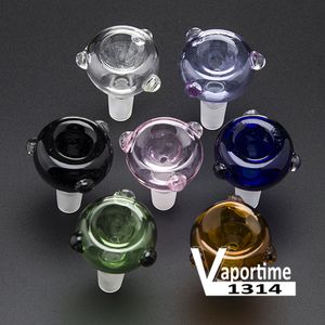 Färgrik glasskål 14mm 18mm kvinnlig manlig fog tjock pyrex bong bubbla kupol bit färg vatten rör olja rigg bubbler rök 491