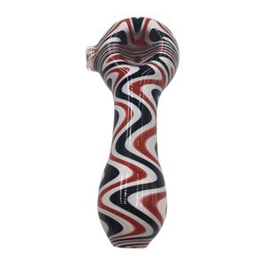 Top-Quality Black and Red Striped Glass Spoon Pipe - Popular Smoking Hand Pipe - Wholesale Options Available