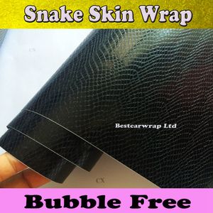 Black Snake Skin Vinyl Wrap com Air Release Snake Texture Wrap Carrin Film Film for Car Styling Skin Film Frete grátis Tamanho 1.52x30m/roll 5x100ft