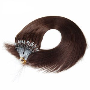 ELIBESS Hair - # 4 Brown Straight Wave da 14 a 24 pollici 0.8g / strand 200 fili per lotto Micro Loop Ring Remy Extension capelli umani