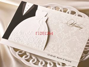 100pcs / lot fedex dhl Gratis frakt Ny ankomst brudgummen brudkläder Customizable Printable Wedding Inbjudningskort