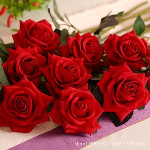 Hot Sales Single Flannelette Rose Simulation Silk Blommor Hem Party Bröllop Dekoration Vinkel av Alla hjärtans dag Present Partihandel Fah002