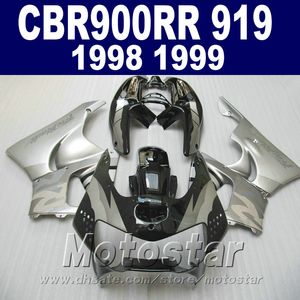Honda CBR900RR fairings için yüksek kalite kaporta kiti 1998 1999 gümüş siyah kaporta CBR900 RR CBR919 98 99 QD26