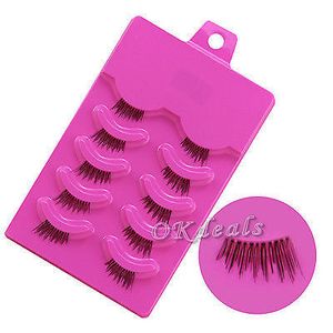 Toptan Satış - Toptan-5 Pairs Kadınlar Lady Yarım Yanlış Eyelashes Uzatma Seti Kısmi Uzun Kalın El Yapımı Sahte Yanlış Göz Lashes Makyaj Güzellik Seti Aracı