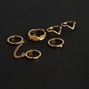 Wholesale v shape rings for sale - Group buy 2017 New Fashion Jewelry gold and silver Diamond leaves V shape joint ring with chain set finger Rings set