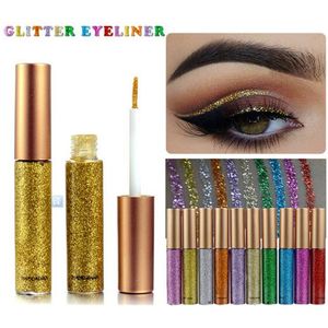 Makijaż brokatowy eyeliner błyszczący, długotrwały płynny eyeliner Shimmer eyeliner kredki do cieni do powiek z 10 kolorami do wyboru