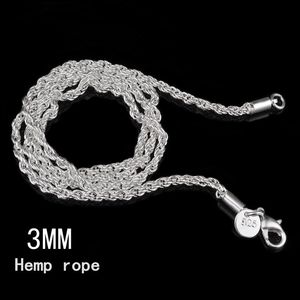 50pcs/lot Wholesale 925 sterling sliver Plated jewelry necklace 3MM Rope chain Long Necklaces Women Party Gift