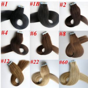 50g 20pcs 1Set Glue Skin Weft Tape in Hair Extensions 18 20 22 24inch brazilian indian Straight human hair Extensions