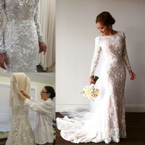 2017 Vintage Mermaid Arabic Wedding Dresses Long Sleeve 3D-Floral Appliques Crystal Muslim Bridal Gowns Sweep Train Real Image Brides Dress