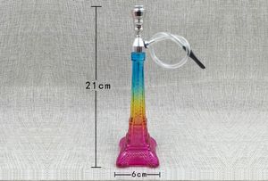 Kostenloser Großhandelsversand ----- 2016 neuer Eiffelturm-Kunstglasfilter Shisha / Glasbong, Höhe 21 cm, Farbe zufällige Lieferung